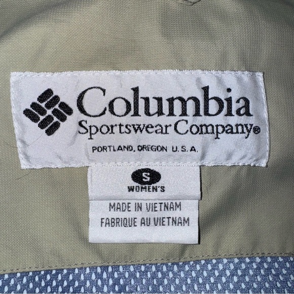 Columbia Windbreaker Jacket Women’s Small Blue Tan Rain Hood Adjustable - Picture 8 of 14